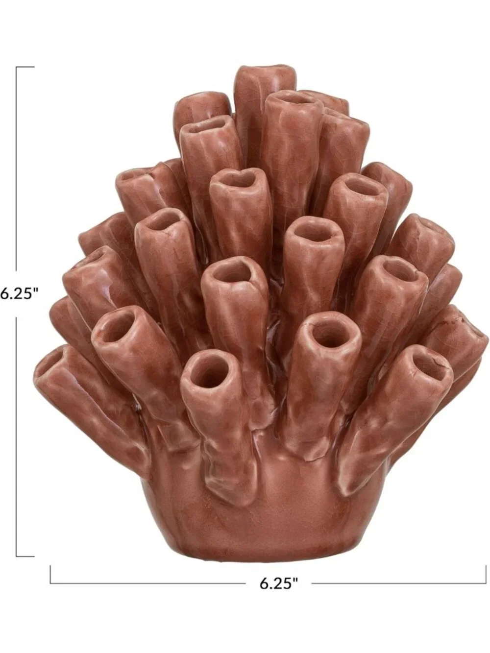 Coral Shaped Stoneware Vase with Crackle Glaze - Unique Home Decor Accent